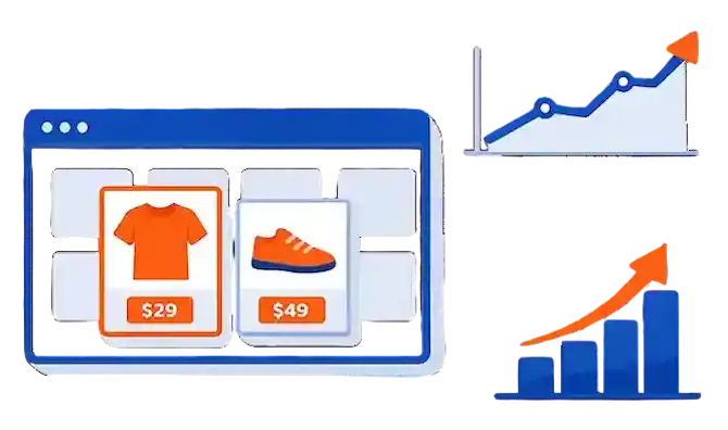 Ecommerce Advertising Agency 1 E-commerce advertising agency showing online store products and ad performance analytics for ROI-focused marketing.