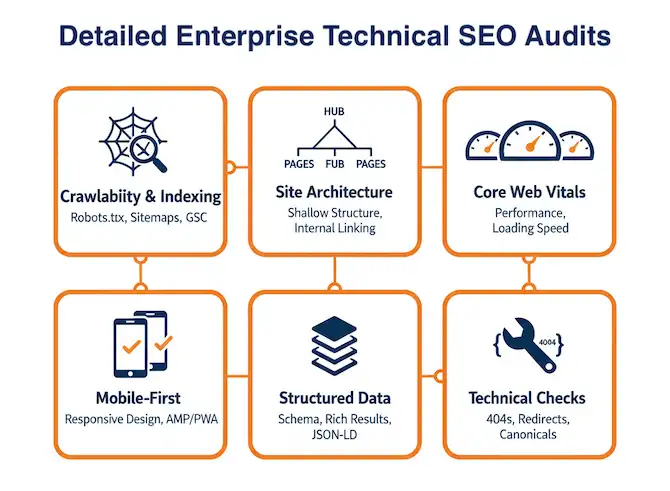 Detailed enterprise technical SEO audits by enterprise SEO consulting specialist TimeZ Marketing