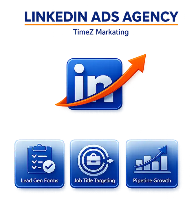 LinkedIn Ads Agency services by TimeZ Marketing for B2B lead generation and paid media campaigns