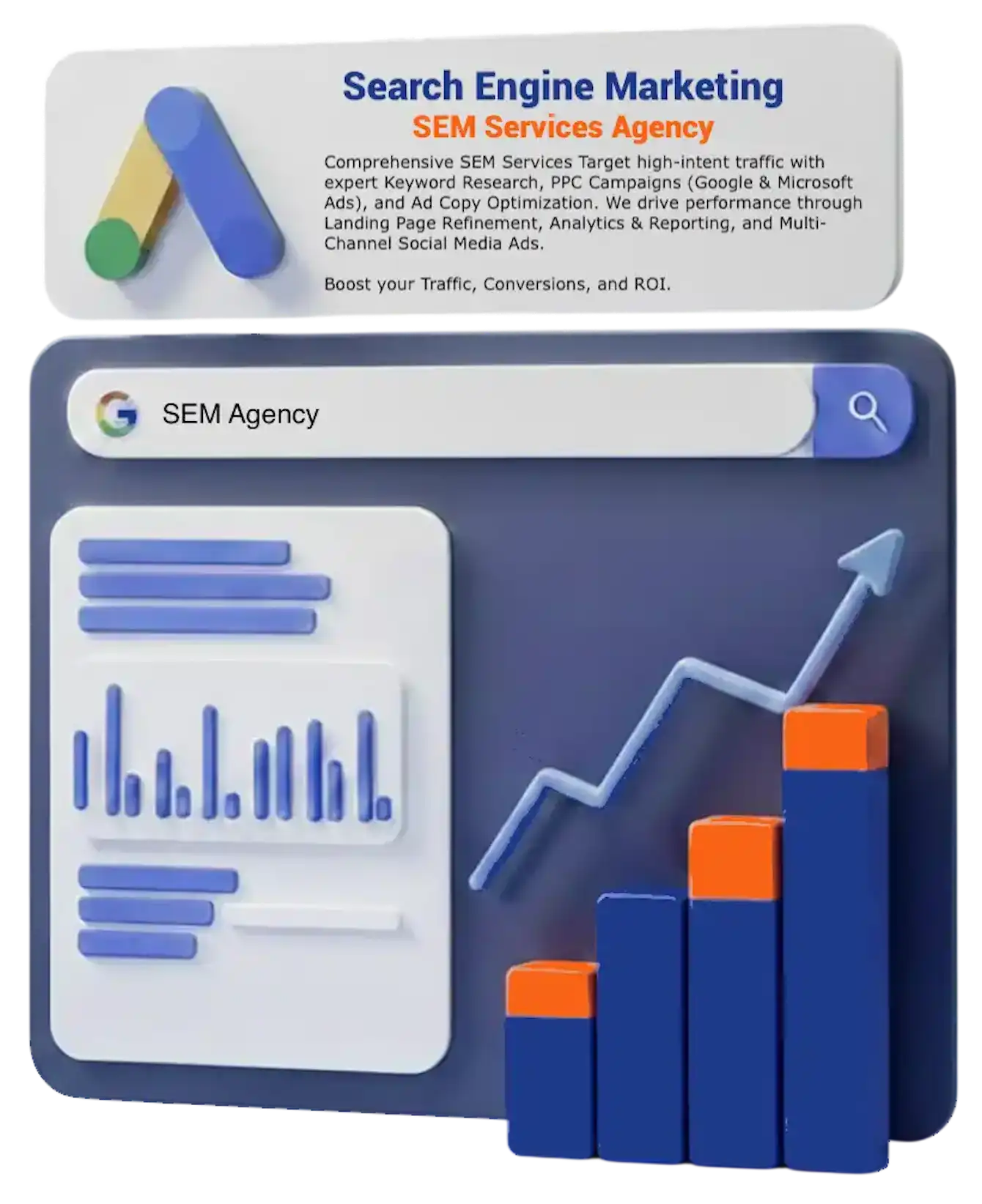 Search engine marketing (SEM) agency providing data-driven Google Ads and PPC management services to increase qualified traffic and conversions.