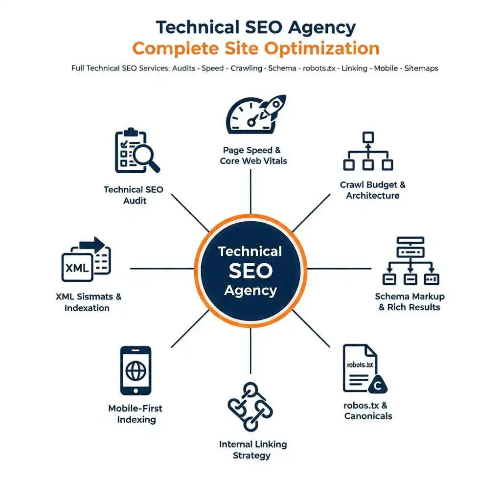 Technical SEO agency providing complete site optimization services for search engine performance